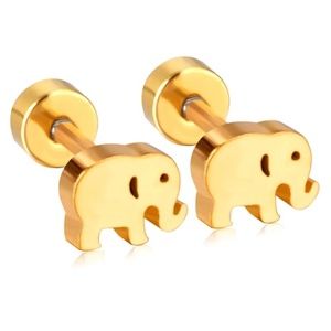 Elephant Stainless Steel Earring Studs Gold